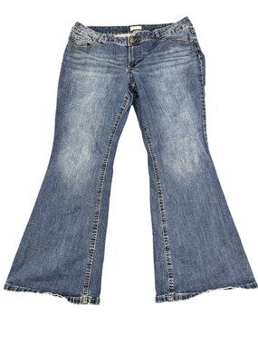 M Jeans Classic Bootcut Blue Denim Womens Size 18 Distressed Hem